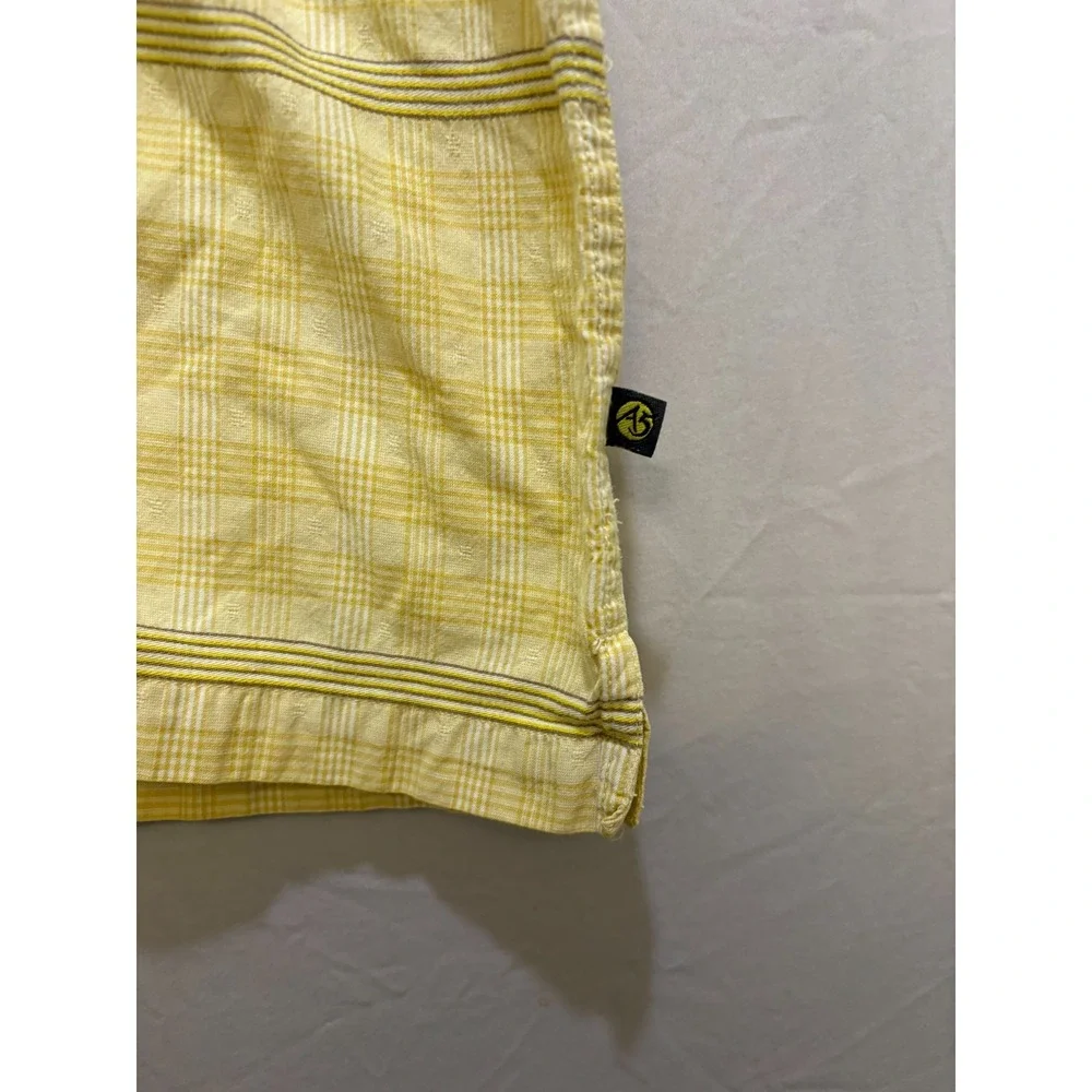North Face A5 Series Button Shirt‎ Mens Yellow Plaid Cotton Short Sleeve Medium